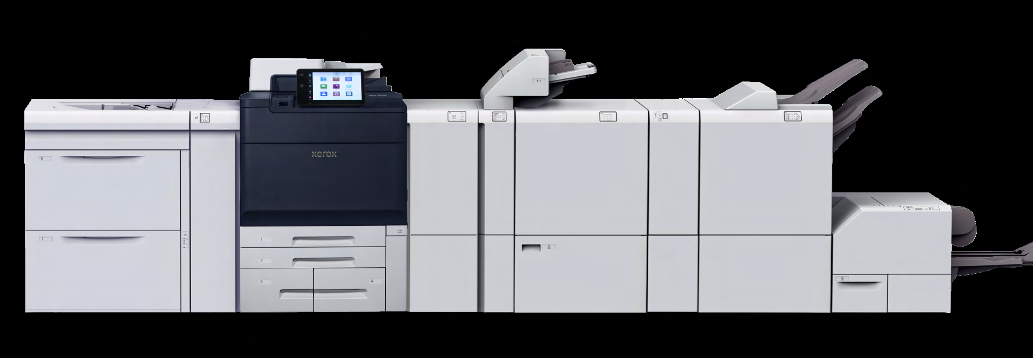 Xerox PrimeLink C9281 עם מערכת גימור חוברות בגב מרובע